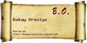 Bakay Orsolya névjegykártya